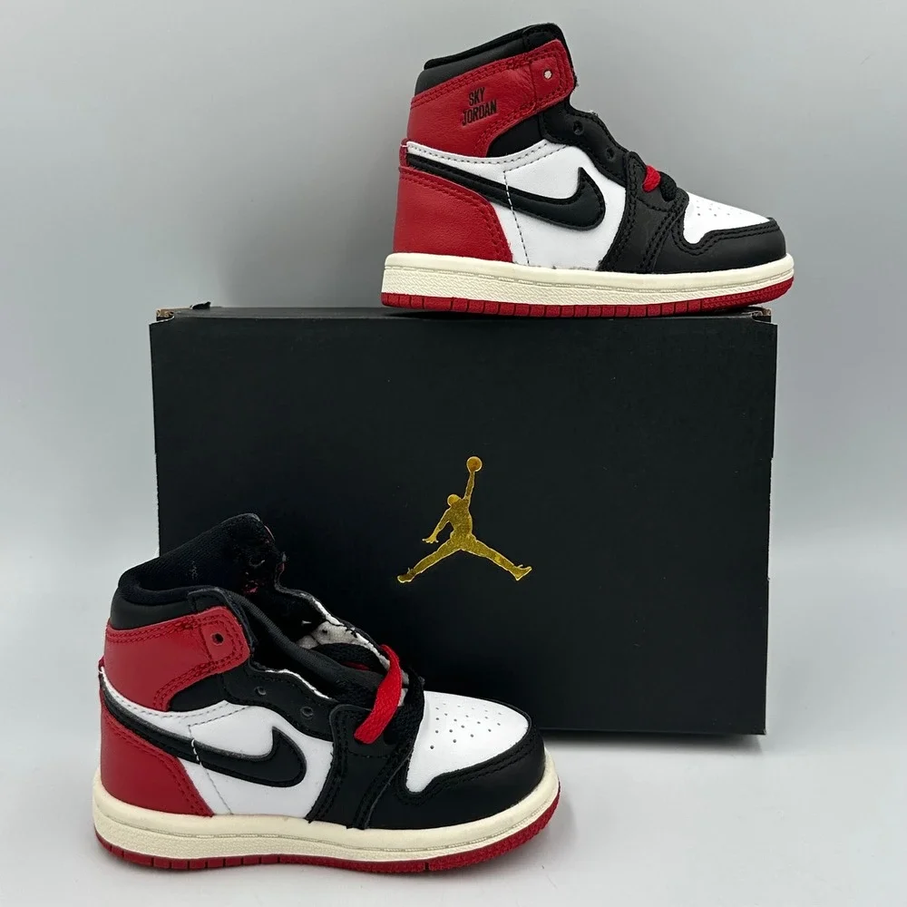 [FD1413-106] Air Jordan 1 Retro High OG Toddler 'Black Toe Reimagined' *NEW* 5C